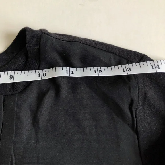 TWIK XS Black Long Sleeve Mixed Fabric Pleated Top - Picture 11 of 15